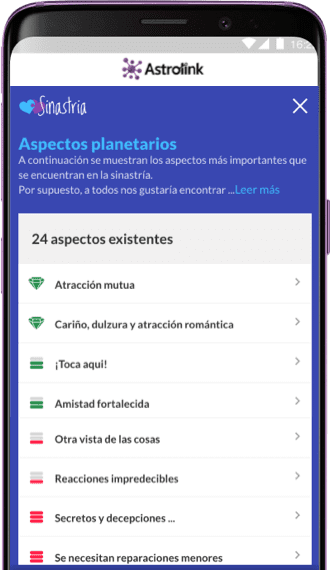 Mapa astral en la aplicación Astrolink